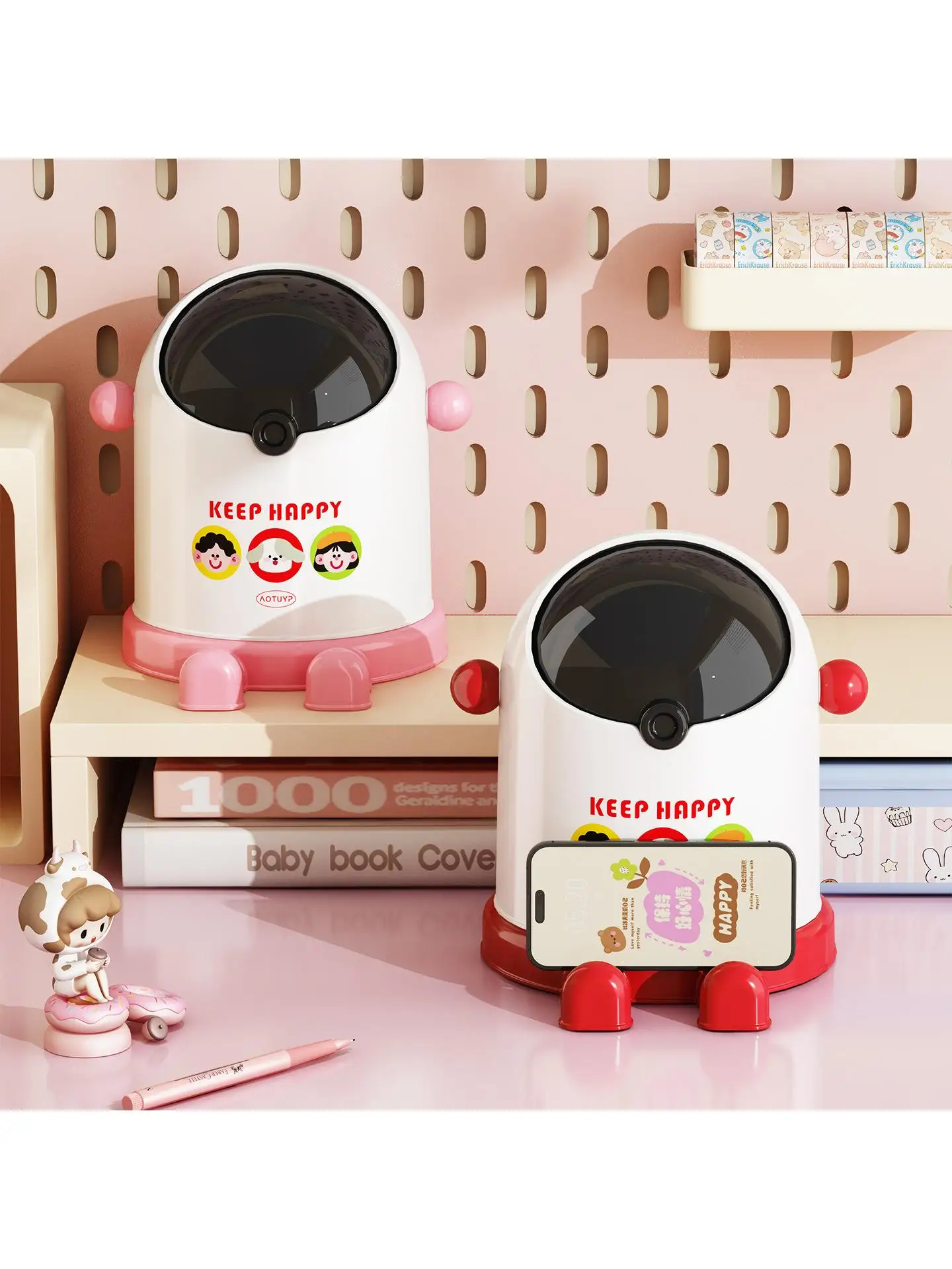 

Cute Desktop Trash Can Cover Living Room Miscellaneous Items Car Home Office Desk Restaurant Storage Basket Paper Basket