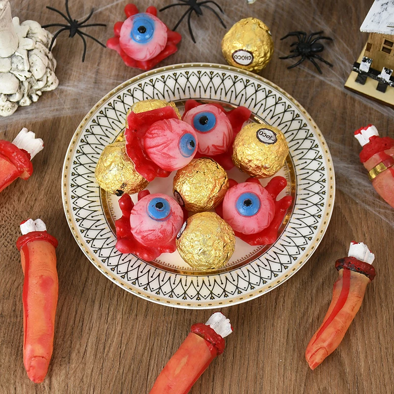 5Pcs Halloween Horror Props Bloody Broken Finger Eyeball Ear Tricky Toy Fake Body Organs For Haunted House Party Supplies