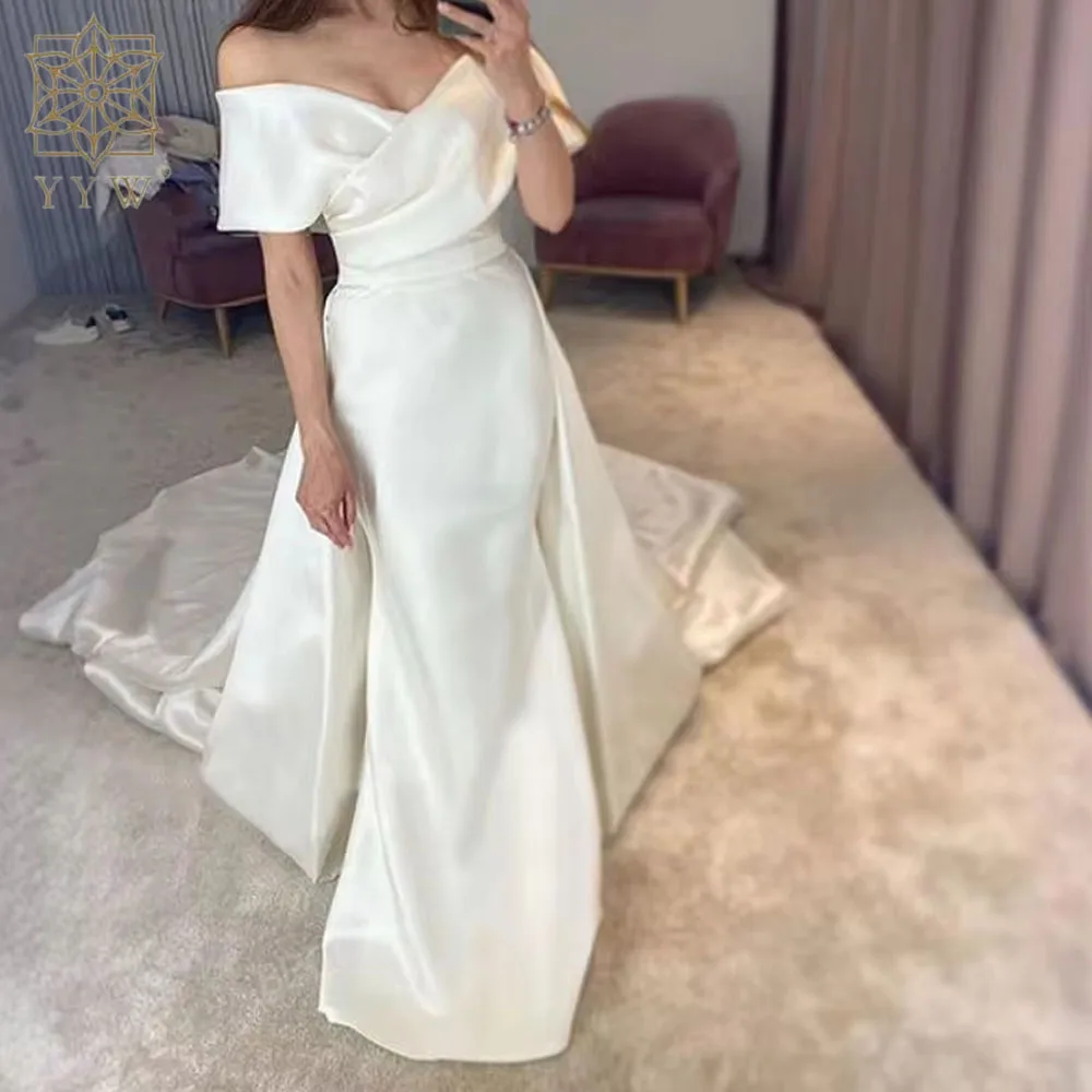 Plus Size Strapless Elegant Satin Simple Long Evening Dresses 2024 New Wedding Party Dress Sexy Temperament Luxury Prom Dress