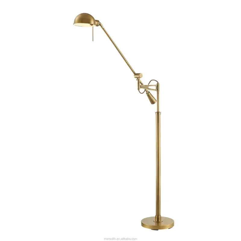 modern adjustable swing arm solid brass floor lamp