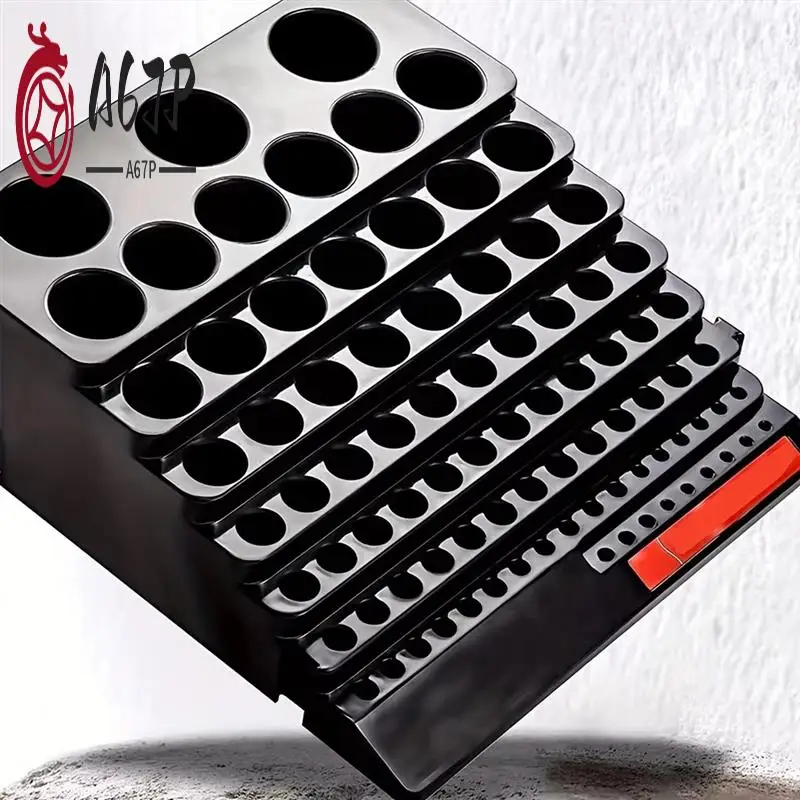 

A67P-85 Ящик для хранения держателей бит с отверстиями, оправка для сверла, отверстия для инструментов, держатель для отверток, чехол для хранения головки сверла, черный