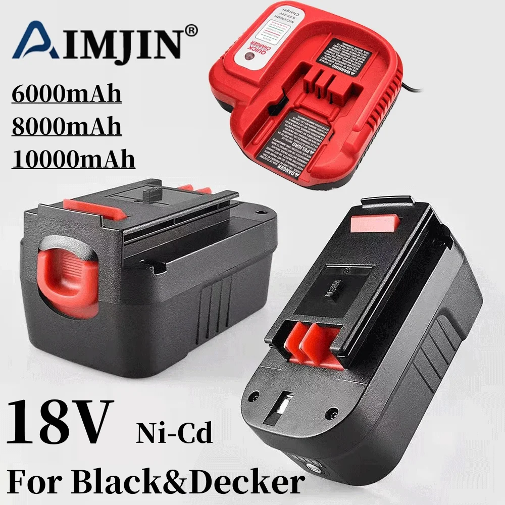 18V 10000mAh Power Tool Battery for Black&Decker A18 A1718 A18NH HPB18 HPB18-OPE FS1800CS FS1800D FS1800D-2 FS1800ID
