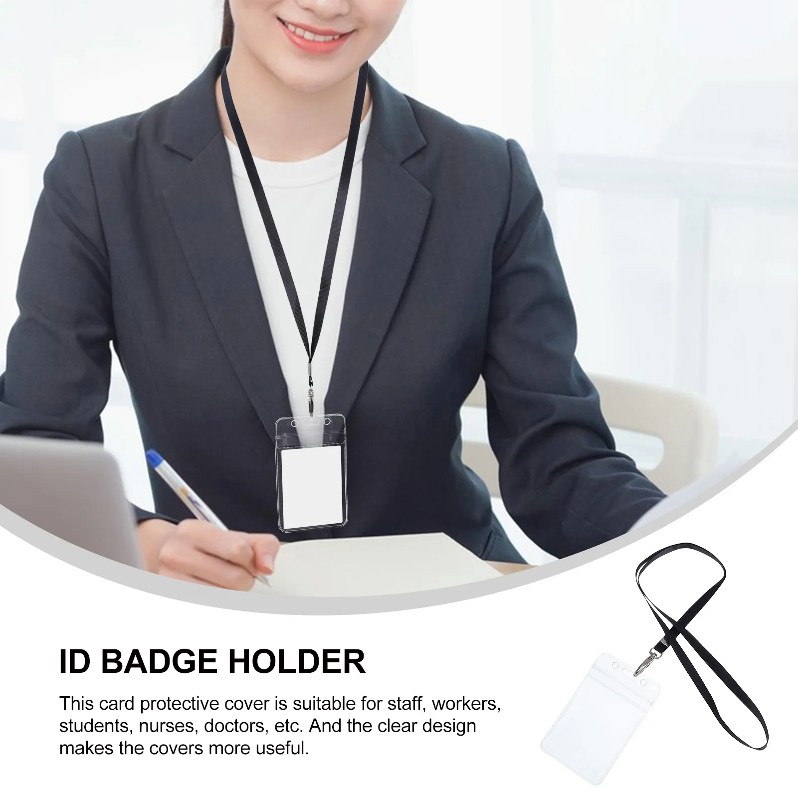 

10Sets Clear Badge Holders with Lanyard PVC Id Card Holder for Office School Conferences Music Festivals Teachers
