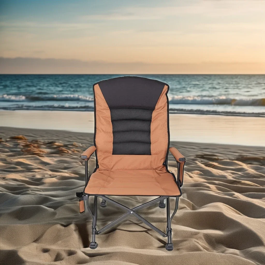 

Portable Reclining Chair With Cup Holder, Adjustable Backrest Chair, Modern Folding Outdoor Camping Chairs