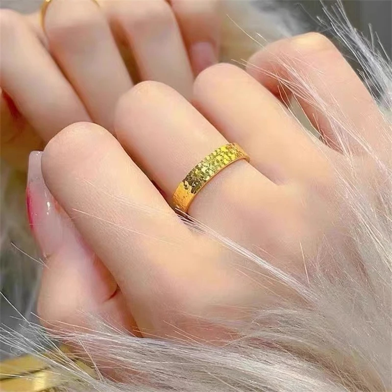 Anillos De Compromiso chapados en oro de 18k para parejas, joyería brillante AU750, oro amarillo, no desmontable