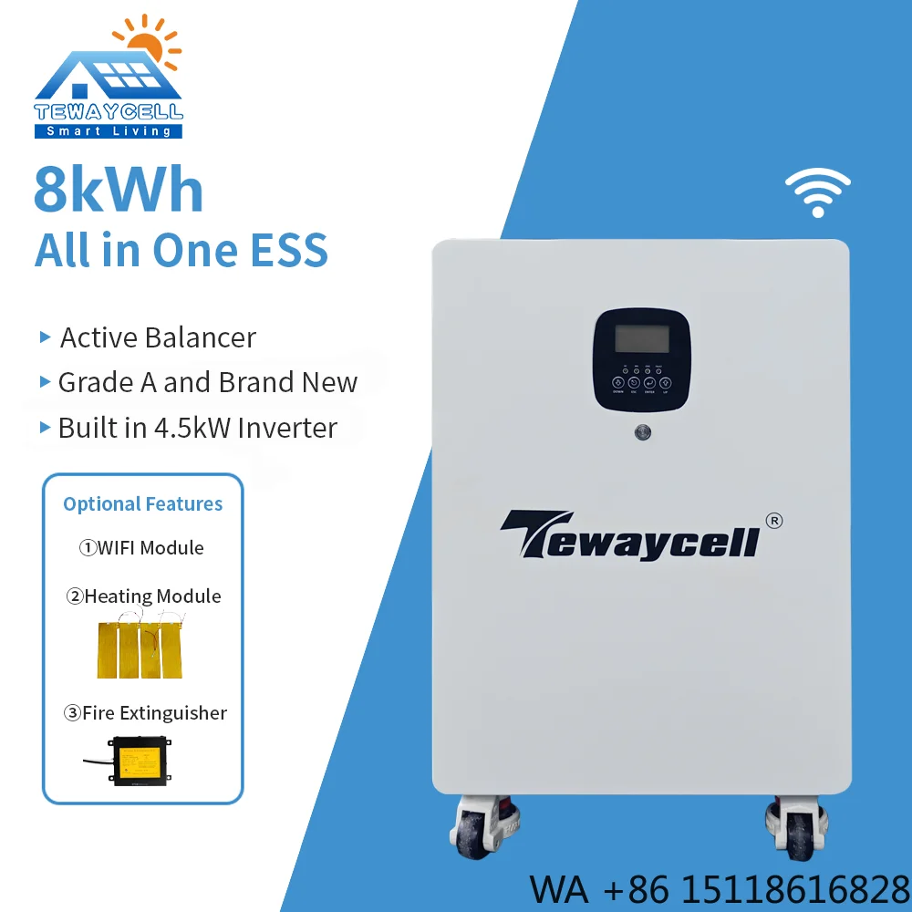 DDP Delivery--8KWh+4.5KW Inverter +Active Balancer+WIFI Function All in One Solar System Home Energy Storage