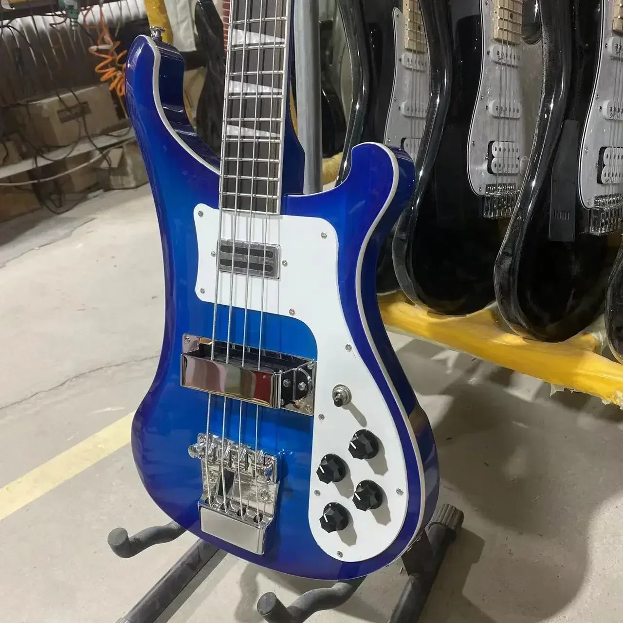 

Professional 4003-Style Bass Electric Guitar - Stunning See-Through Blue, Smooth Neck, Chrome Plated Parts Free Shiping