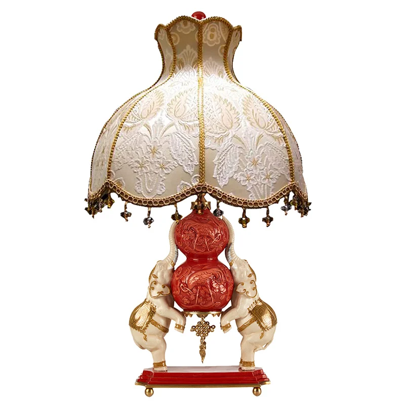 Yjq Living Room Creative Elephant Support Gourd High-End Luxury Table Lamp Bedroom Bedside Table Decoration