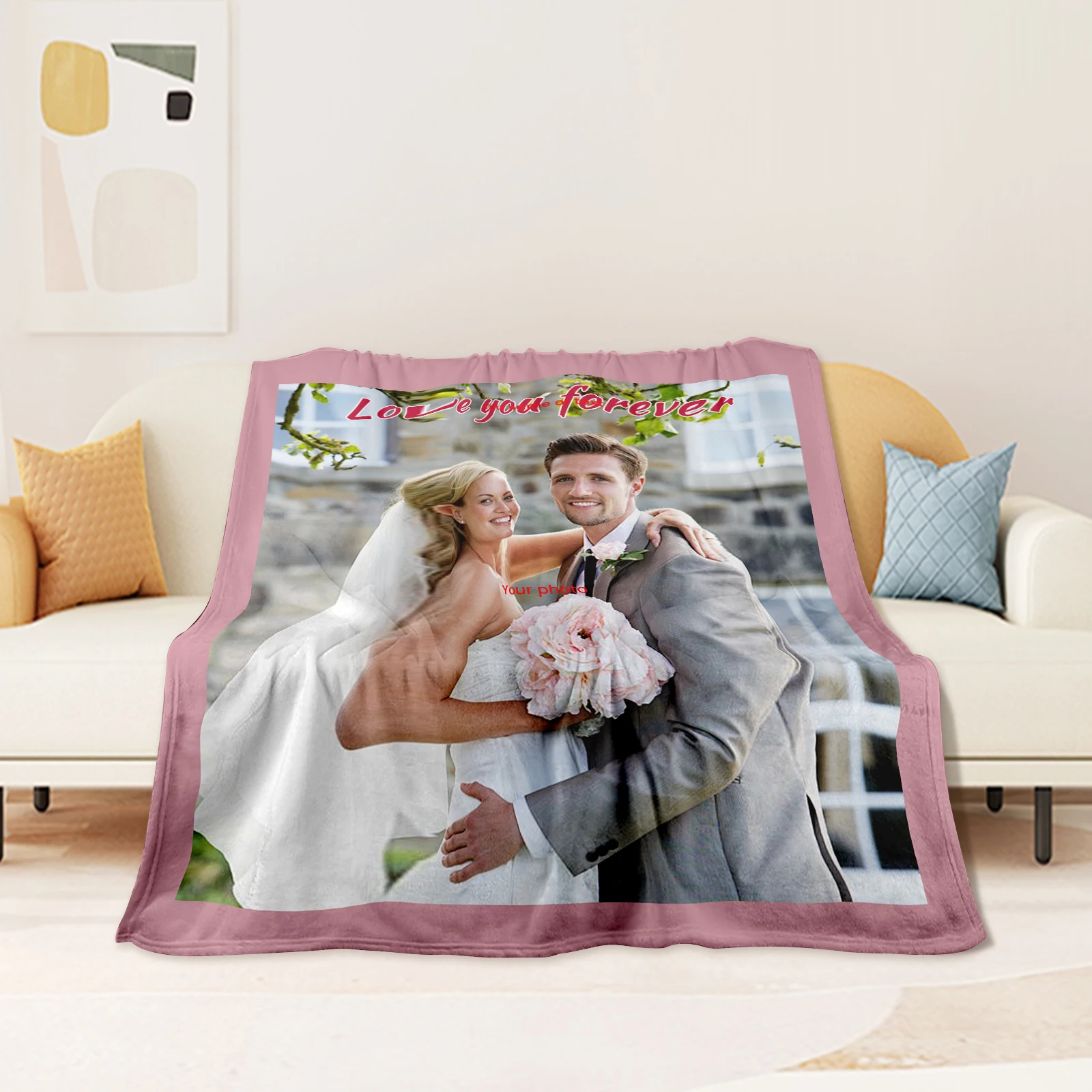 Couples Exclusive Flannel Blanket Offering Custom Picture And Text To Record Precious Times Together