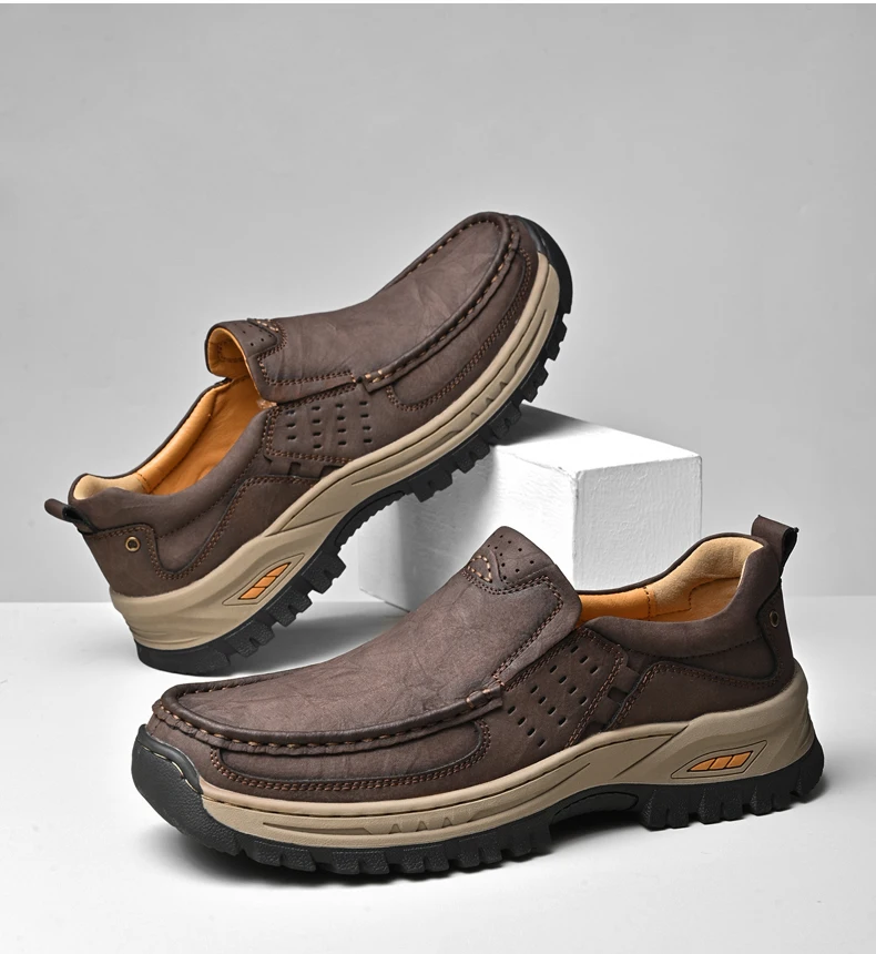 Marke Männer Schuhe Hohe Qualität Aus Echtem Leder männer Casual Schuhe Slip Auf Komfort Business Mann Wohnungen Schuhe Outdoor Männer arbeit Schuhe – Detail 16