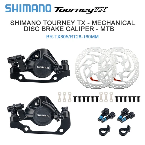 Imagen 1 del producto SHIMANO BR-TX805 TOURNEY TX Pinza de freno de disco mecánico BR-TX805 para MTB con pastillas de resina Freno de disco delantero trasero