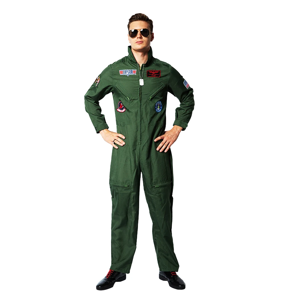 Women Licensed Top Gun Flight Fancy Dress Up 2022 Kids Pilot Costume Halloween Party Men Fighter Pilot Costume Jumpsuit  Purim