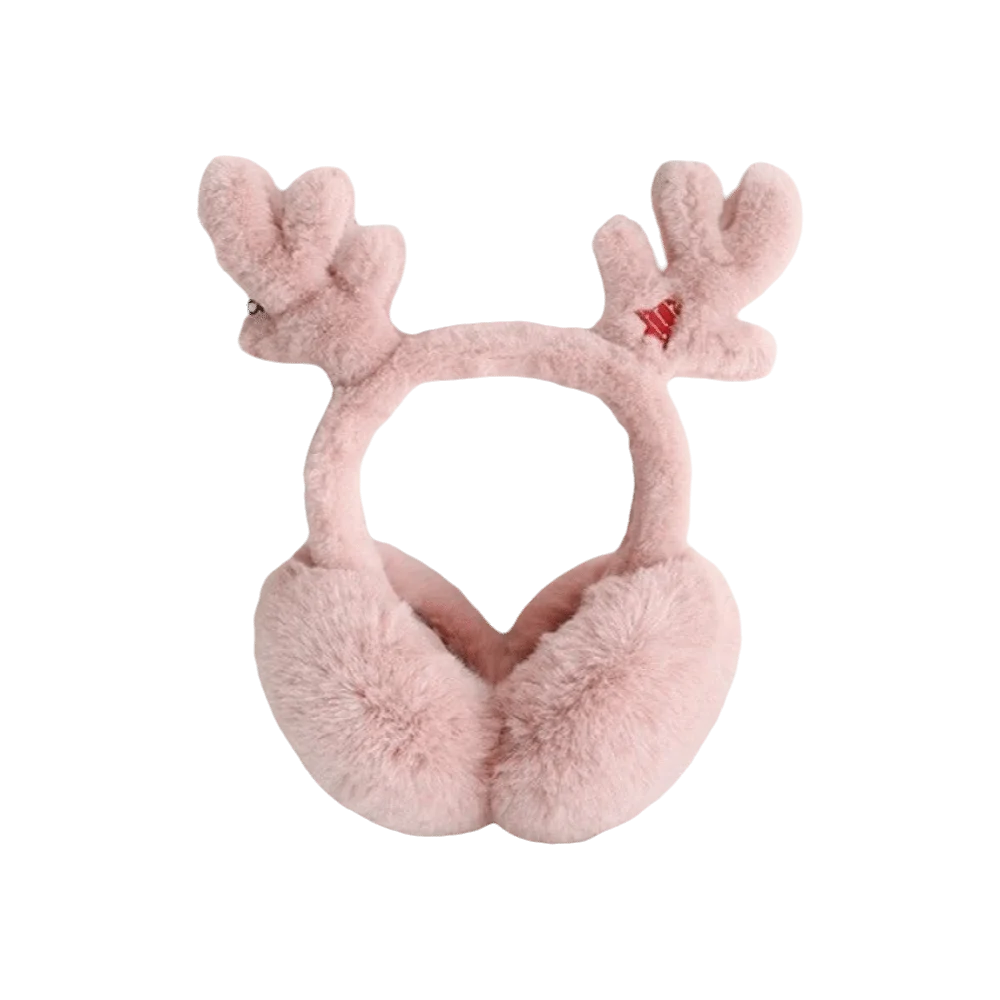 Foldable Design Reindeer Antler Earmuffs Fluffy Faux Fur Soft Material Thermal Earmuffs Kawaii Antler Decor Portable Size