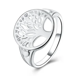 Bague en argent 925 pour femme, breloques creuses d'arbre, bijoux de mariage, cadeau pour fille, haute qualité, mode classique, prix de gros