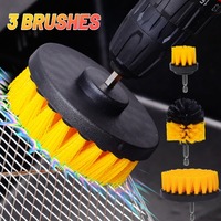 3pcs/Set Electric Drill Brush Car Carpet Tires Polishing Grinding Dust Removal Brush Home Electric Drill Brush Head Cleaning Set