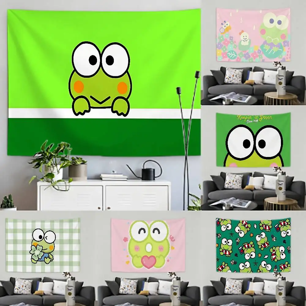 K-Keros-Keros-green-Keroppis Tapestry Customizable Tapestries Of Various Styles,wall Hangings, Celebrity Photo Printing