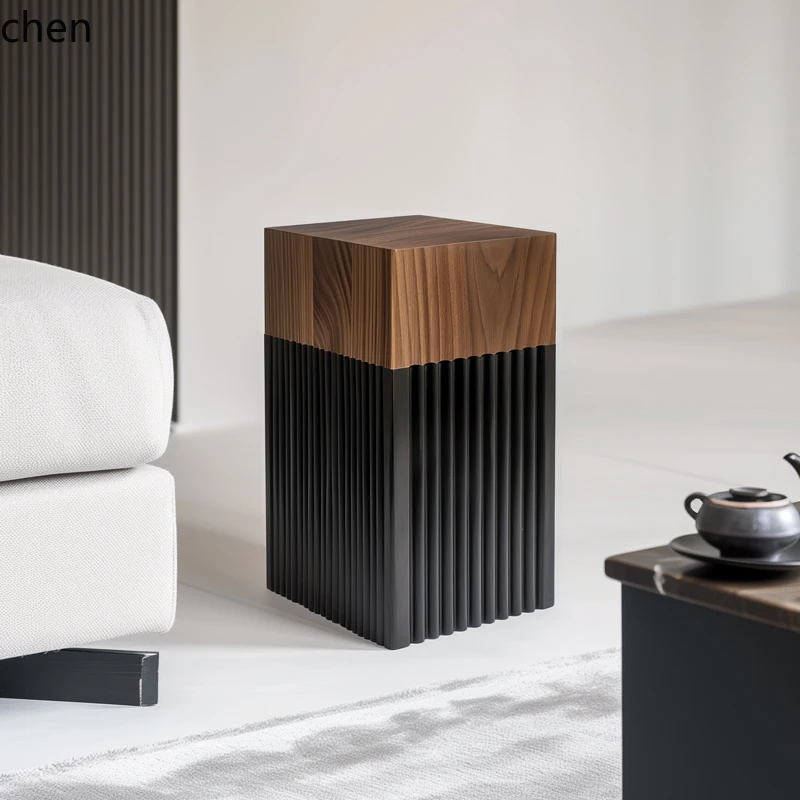 

ZML minimalist living room sofa square edge few high-end sense solid wood art creative bedside corner few