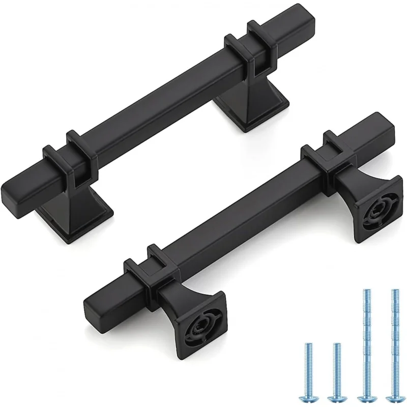 

30-Pack 3-Inch Black Cabinet Handles - Square Zinc-Alloy Pulls for Kitchen, Dresser, Closet & Bathroom Cabinets