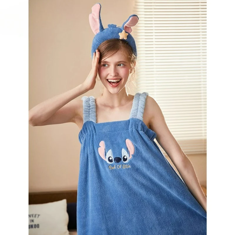 

Lilo & Stitch Girls' bath skirt, shower cap, hairband, bath skirt suit, cute indoor velvet bath skirt, birthday gift