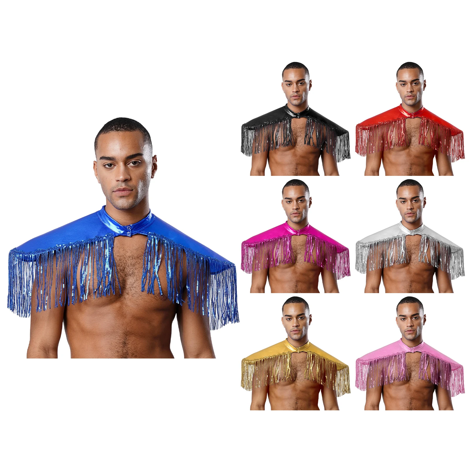 เสื้อคลุมแฟชั่นผู้ชายแบบมีพู่ห้อย  แผ่นรองไหล่  ชุดคอสเพลย์  ชุดนักร้อง  งานปาร์ตี้  งานแสดง  อุปกรณ์เสริม