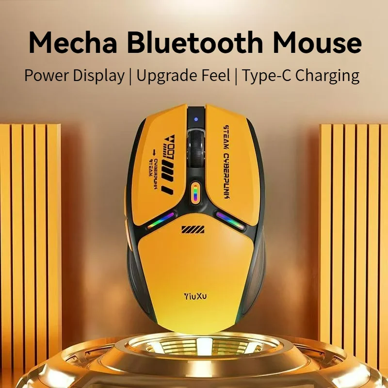 Mech Wireless Bluetooth Audible Mouse 500mAh Rechargeable Replaceable Back Cover With Battery Indicator Small Medium Hand Mouse