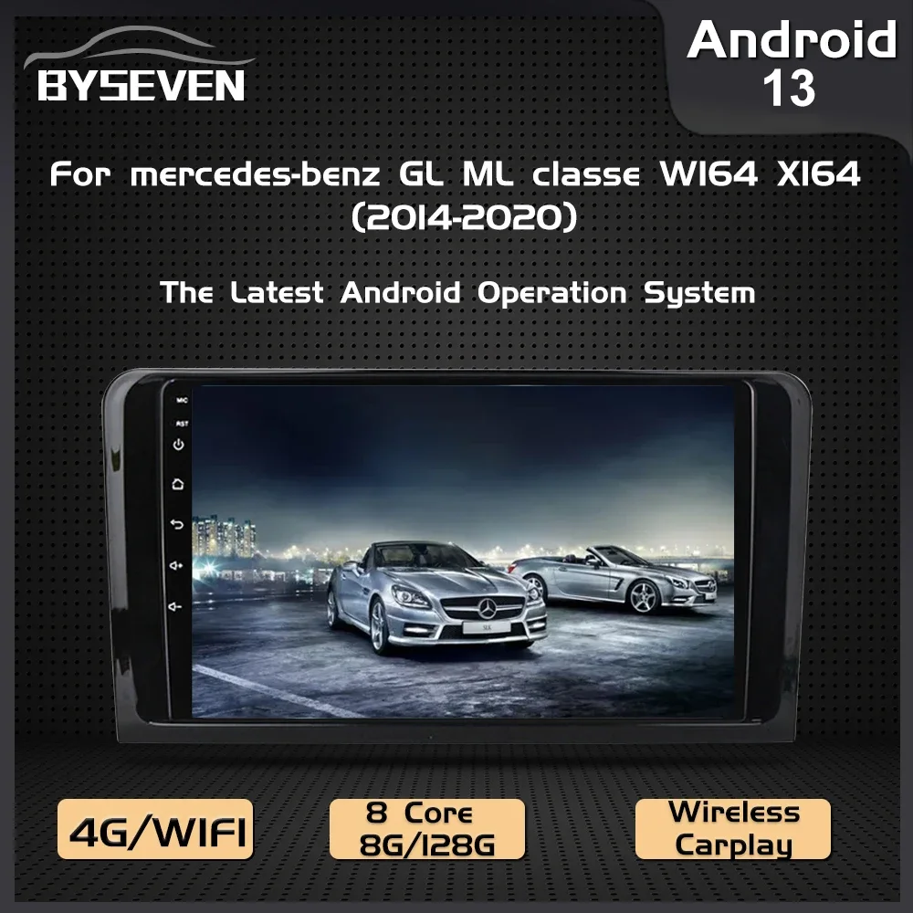 Byseven Android 13 Auto Radio For Mercedes Benz ML GL W164 ML350 ML500 GL320 X164 GL350 Car Multimedia Player GPS Navigation