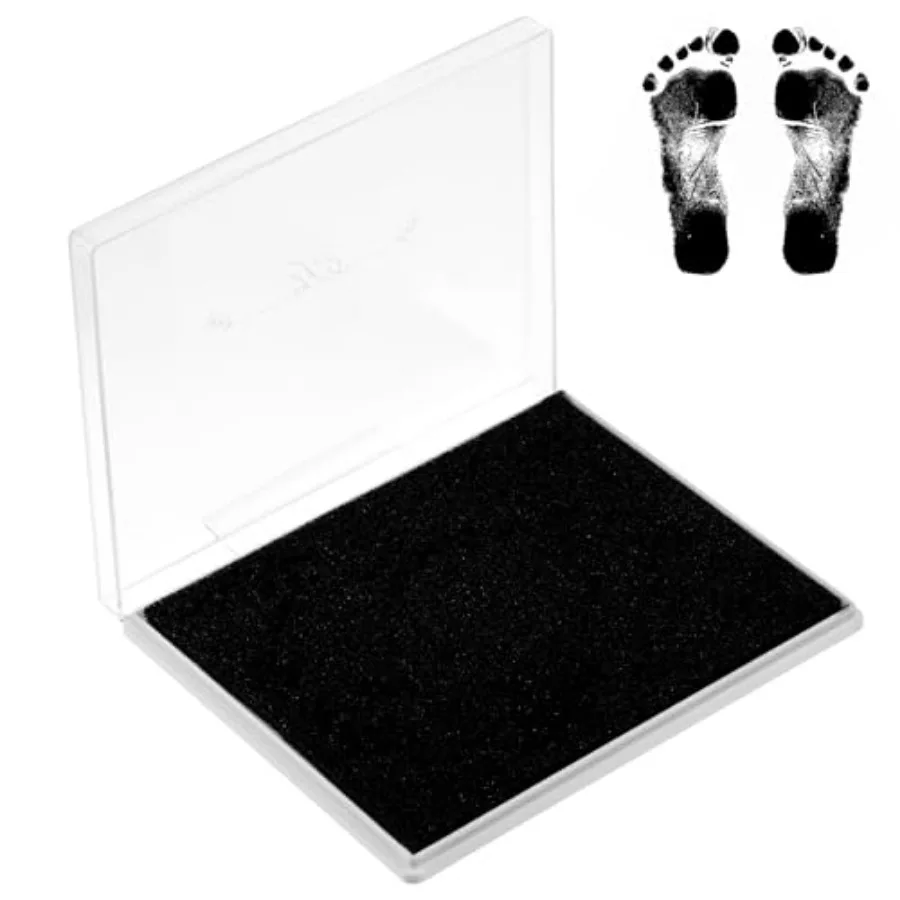 

Large Ink Pad for Baby Hand and Footprints, Washable Black Stamp Pad 4.92 X 3.94inches Ink Pads for Dog Paw Prints Office Home