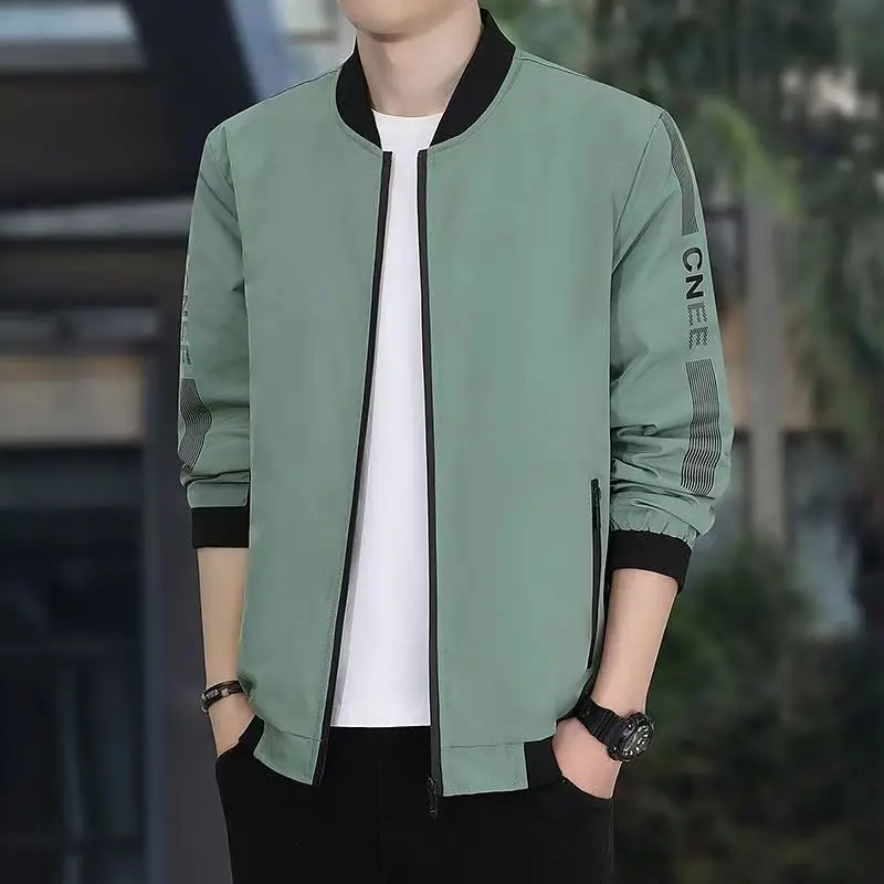 

Весенне-осеннее мужское длинное пальто с новым принтом, приталенное бейсбольное пальто, модное молодежное тонкое пальто M, ветрозащитное длинное све...