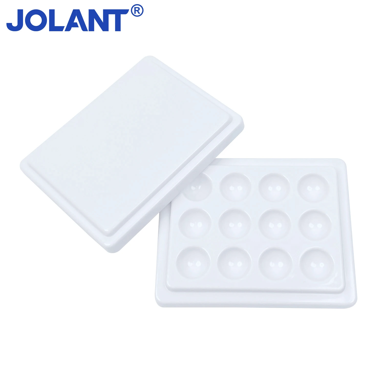 

JOLANT 12 Holes Dental Lab Equipment Porcelain Mixing Tray With Cover Watering Moisturizing Plate Ceramic Palette