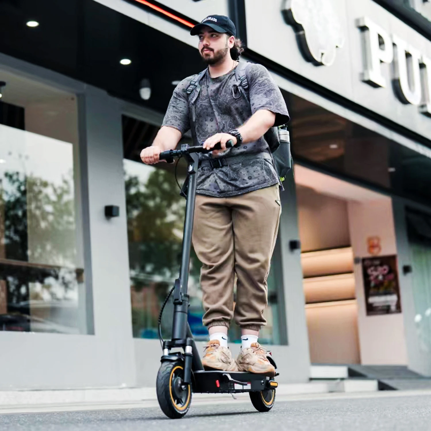 Patinete eléctrico plegable para adulto, Scooter con suspensión delantera de 22mph, neumático sólido de 10 pulgadas con Control inteligente por aplicación, 25 millas, 15Ah, 36v, 500w