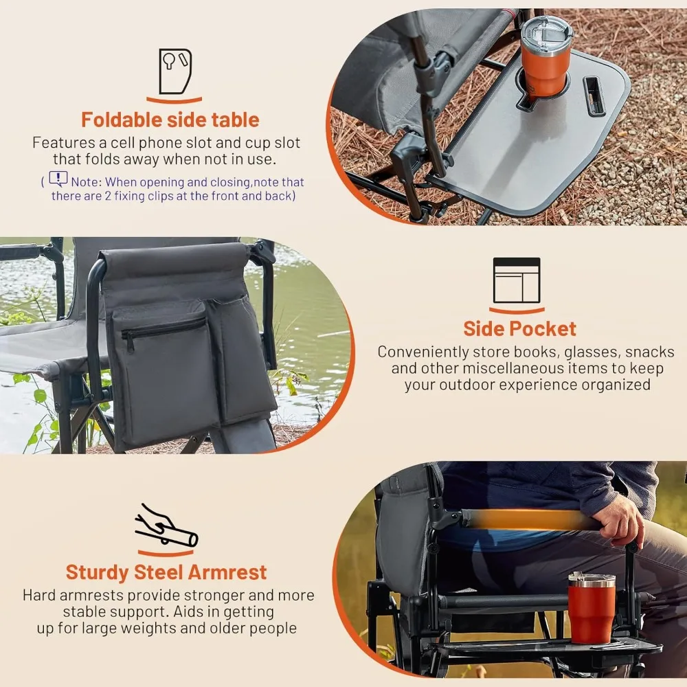 كرسي تخييم متين من الألومنيوم، خفيف الوزن ومحمول، يدعم 400 رطل #6