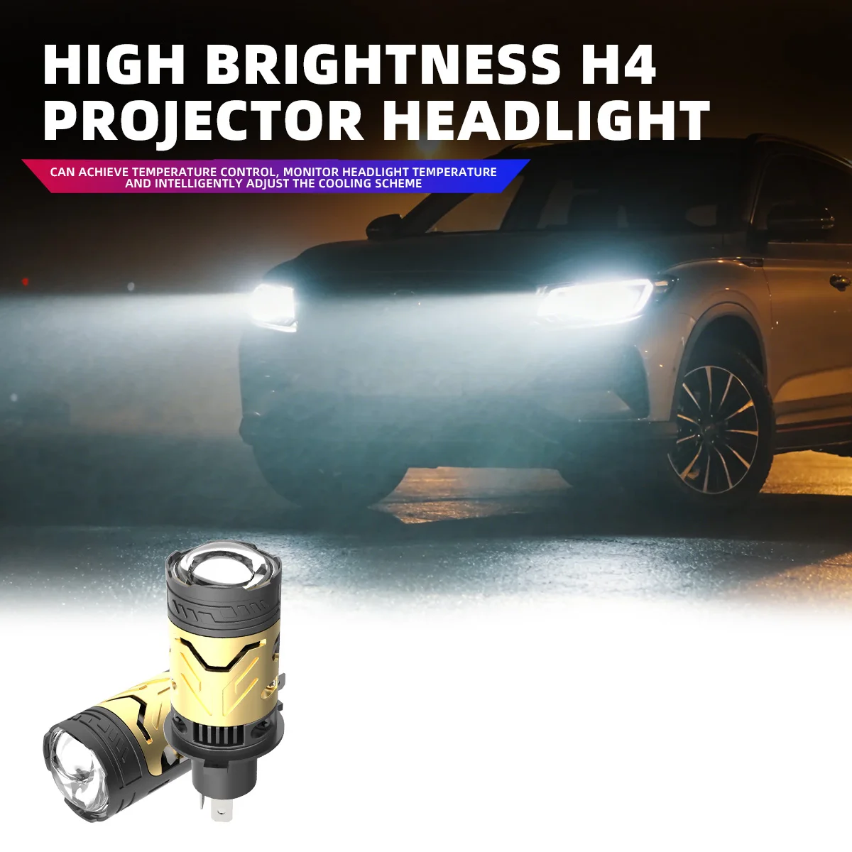 

2pcs Car H4 LED Headlight Bulb Projector Lens CANBUS Super Bright 350W Auto Hi/Low Beam Turbo Fan Car light For Cars Motorcycles
