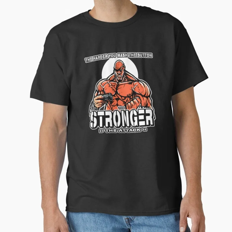 

Button Masher sagat 80s Retro Arcade video game Street fighter GYM Martial art gift T-shirt for men Large size Tops S-6XL