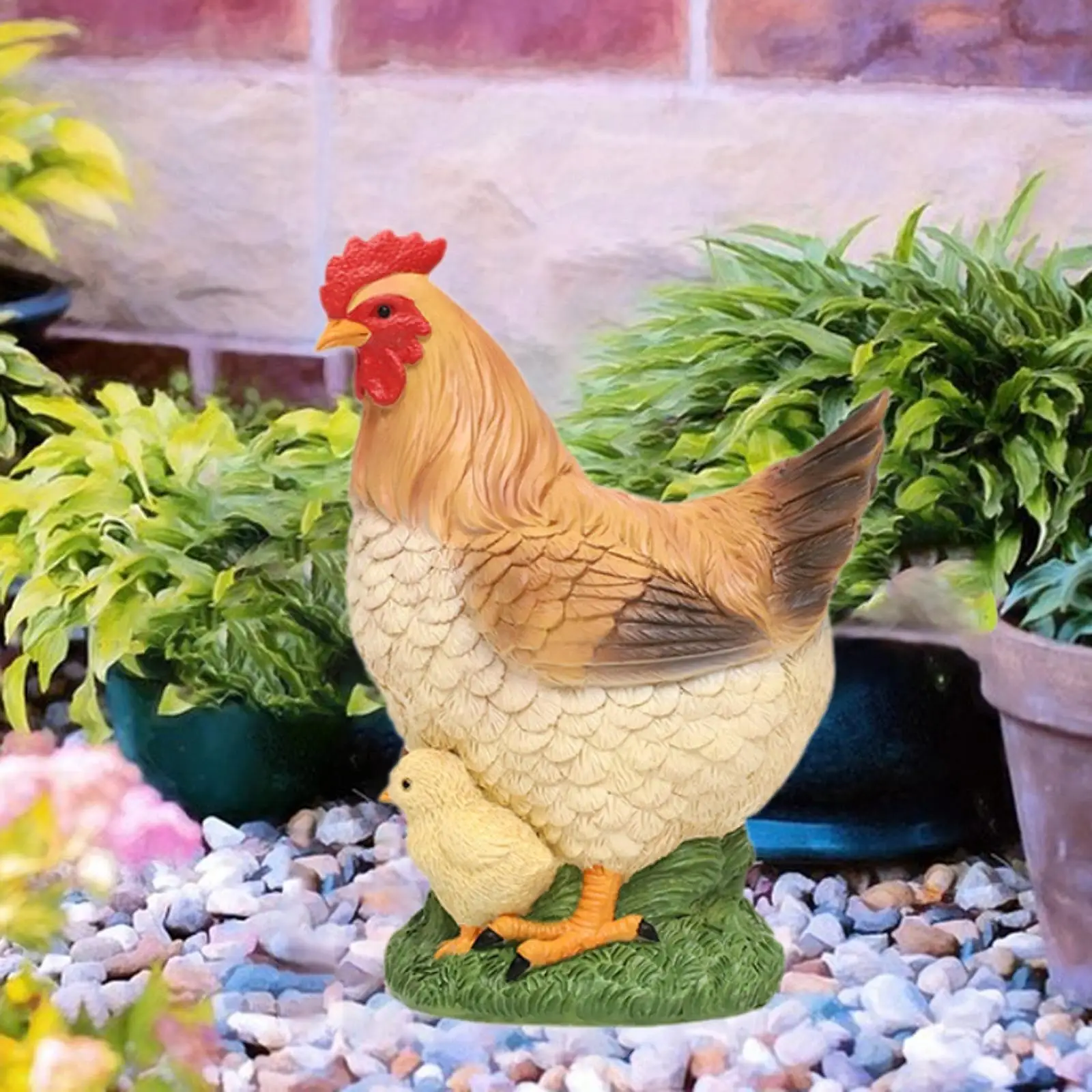 

Chicken Statue Art Crafts Creative Weatherproof Realistic Animal Sculpture Yard Display for Farm Yard Landscape Outdoor Lawn