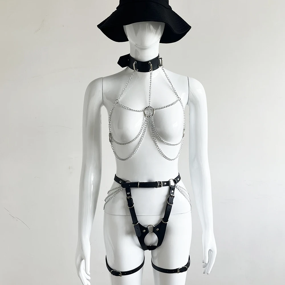 Sexy Lingerie Harness Women Body Bra Leg Harness Chain Bdsm Bondage Set Suspender Goth Harajuku Thigh Garter Sword Belt