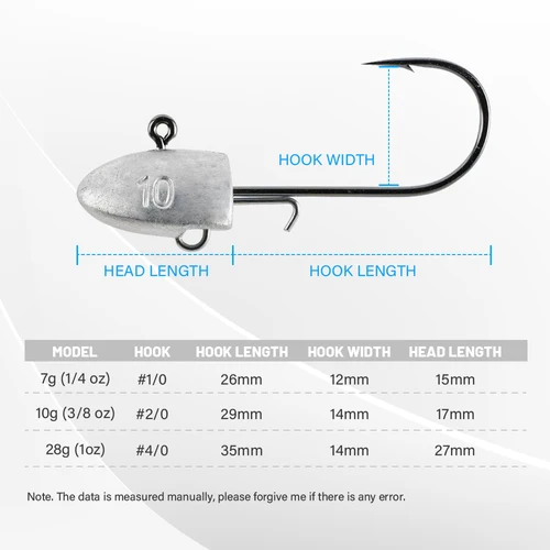 Imagen 2 del producto Noeby Dart Jighead anzuelos de pesca 7g 10g 28g anzuelo de púas anzuelos de plomo para gusano cebo suave accesorios de lubina anzuelo de pesca