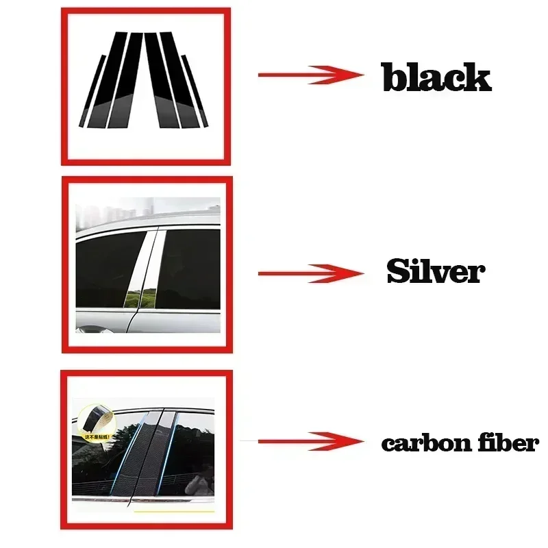 6pcs Car Window Trim Cover for BYD Yuan Up Pro 2024 2025 2026 Column Pillar Decal Sticker Waterproof Scratch-resistant Auto Part