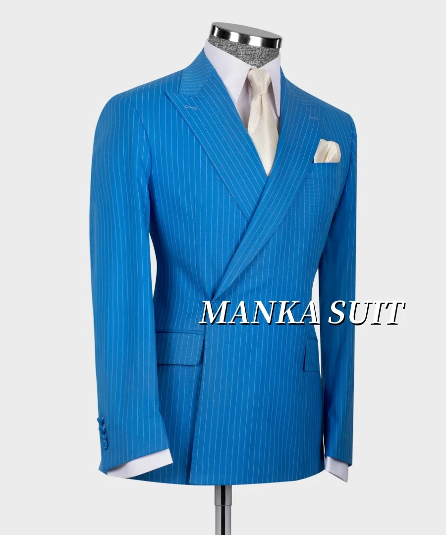 Peak Lapel Double Breasted Men's Suits 2PCS Blazer Pants Formal Party Business Office Suits for Men Customized  Men's set