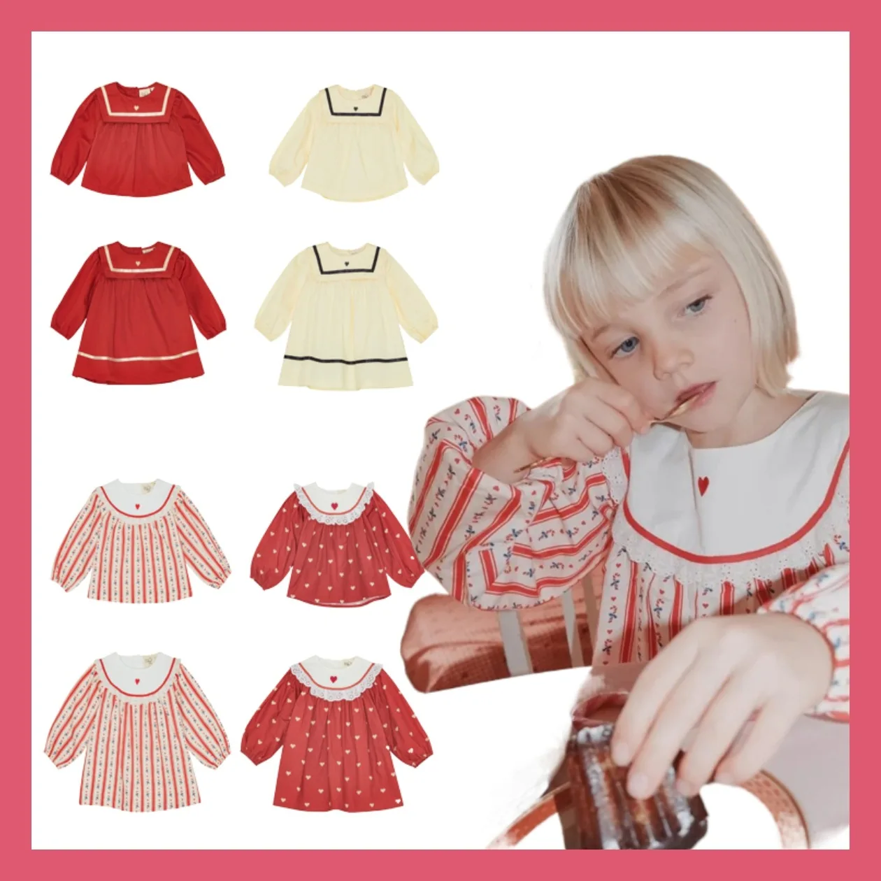 

Girls Dress 26 New Girls Love Printed Side Collar Long Sleeve Top Dress Kids Dresses for Girls