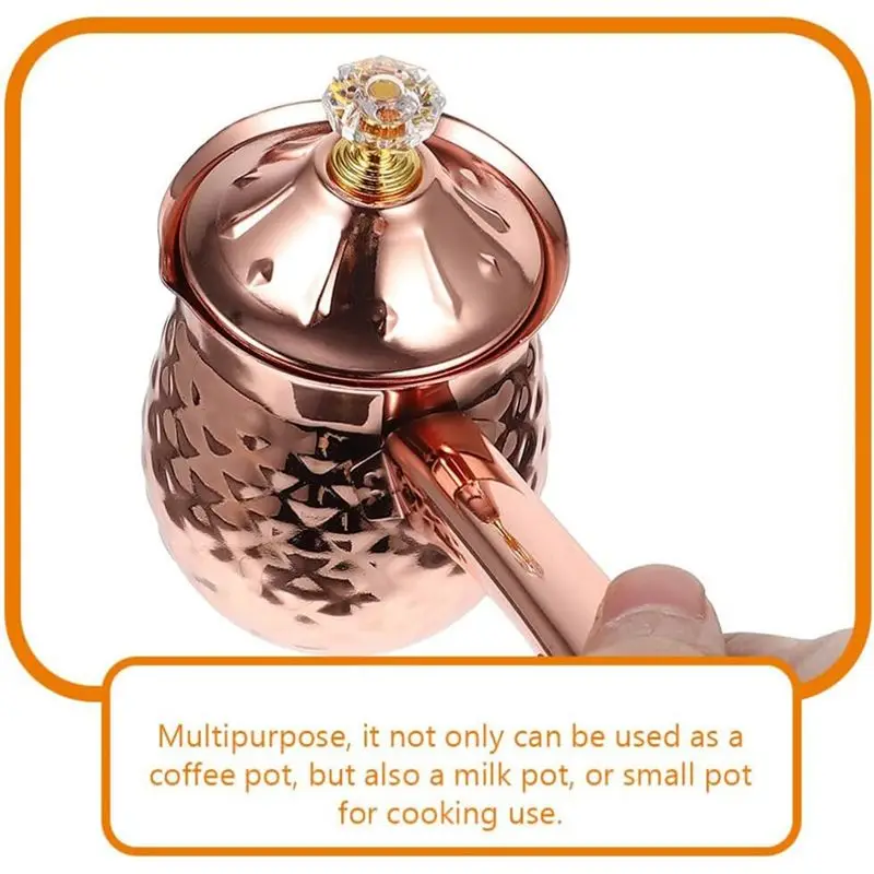 A47T Turkish Coffee Maker Copper Coffee Tea Maker Milk Warmer Hot Chocolate Maker Butter Melting Pot 600Ml Silver
