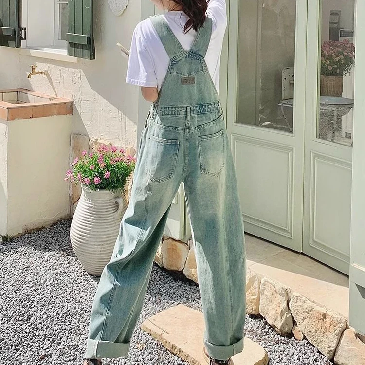 

Винтажные джинсовые комбинезоны Salt Series, женские свободные антивозрастные цельные брюки для похудения, модные длинные брюки с высокой талией