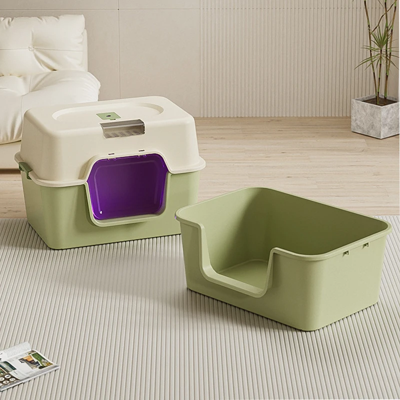 Fully Enclosed Deodorant Cat Litter Box Oversized Cat Toilet Spatter-Proof UV Sterilization Deodorant