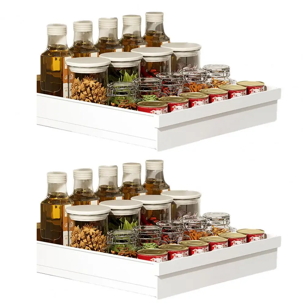 Guardrail Design Pantry Organizer Pull-out Kitchen Storage Rack with Guardrail Smooth Slide Rail Cabinet Organizer for Pantry