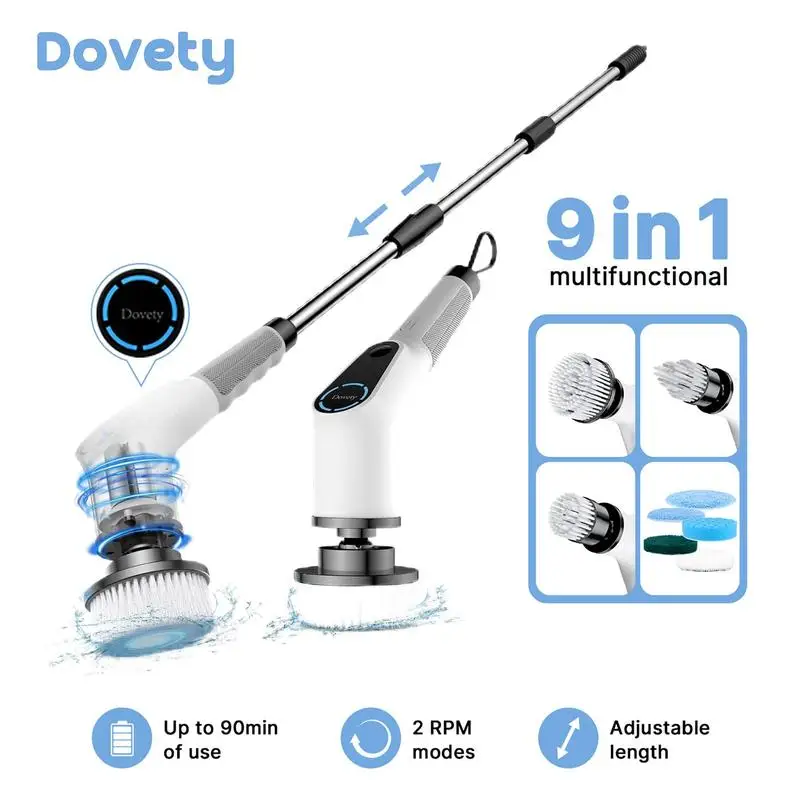 

Electric Spin Scrubber, 8 Replacement Head, 2 Adjustable Speed, Multifunctional Cordless Cleaning Brush, Battery Powered