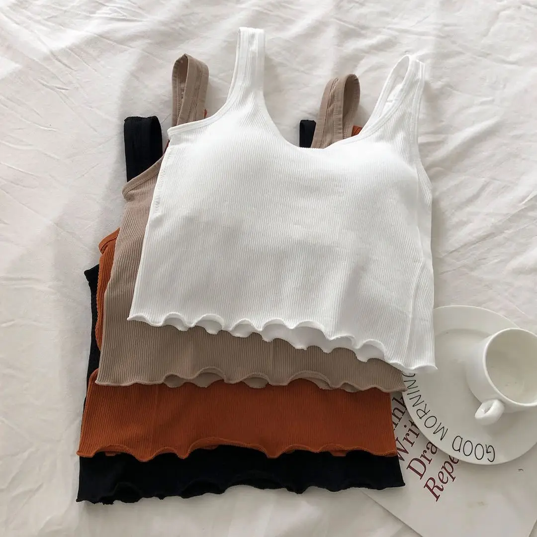 

Women Sport Crop Tops Summer Solid Casual Tank Top Seamless Slim Ribbed Elasticity Vest Streetwear Sports Fitness Bra Female