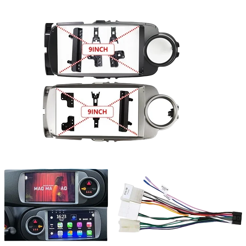 トヨタ-2004-ヤリスヴィッツプラッツ-9-インチプレーヤーラジオ-android-ステレオハーネススクリーンアクセサリーナビゲーションダッシュボードケーブルフレーム
