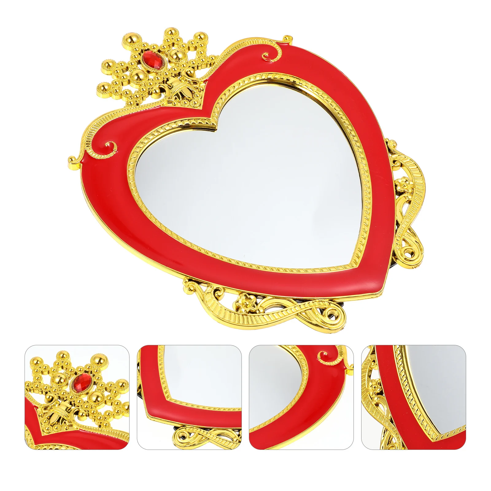 2 pçs coração coroa design estilo retro espelhos de maquiagem casamento desktop espelho decorativo quarto banheiro suporte mesa