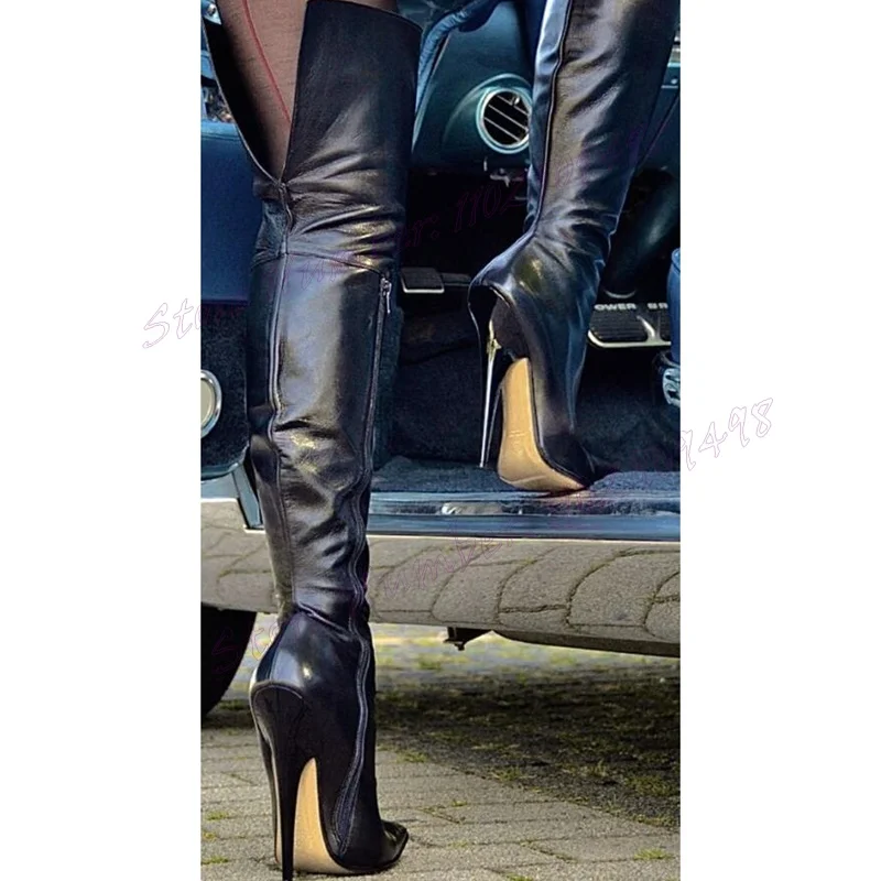 Extreme High Heels Knee High Boots Pointed Toe Shoes for Women Over The Knee Matte Leather Sexy Shoes 2024 Zapatos Para Mujere