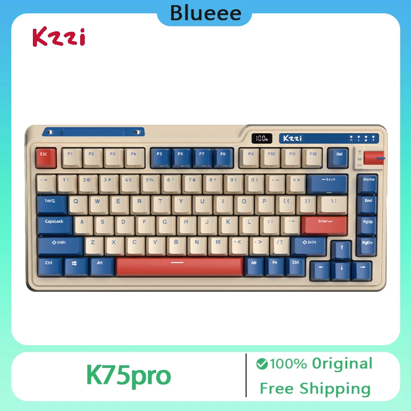 

Kzzi K75Pro Keyboard Wireless Bluetooth 2.4G 3 Mode 82 Key Keycaps PBT RGB Backlight Hot Swap 75% Mechanical Gaming Keyboard