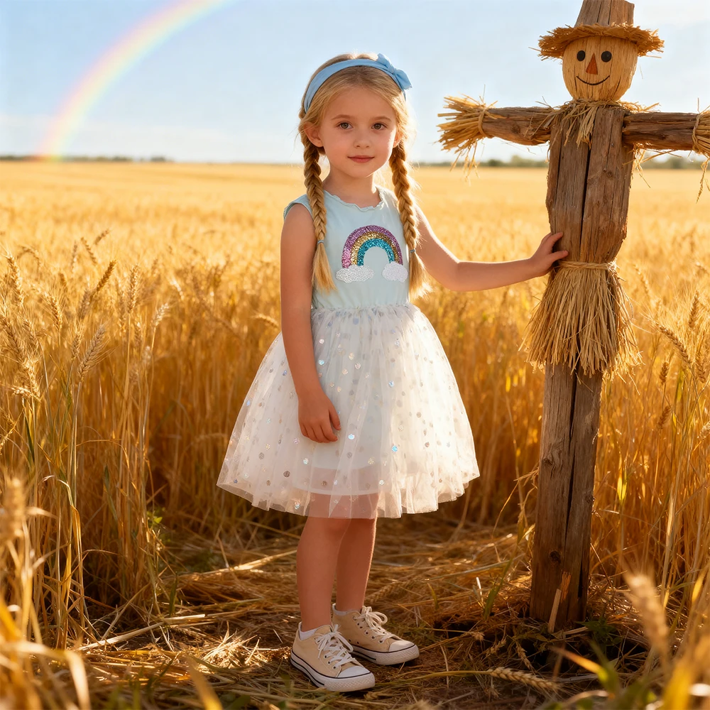DXTON Kids Toddler Summer Blingbling Clothing Sleeveless Knitted Children Princess Dress Sequin Baby Girls Birthday Party Dress